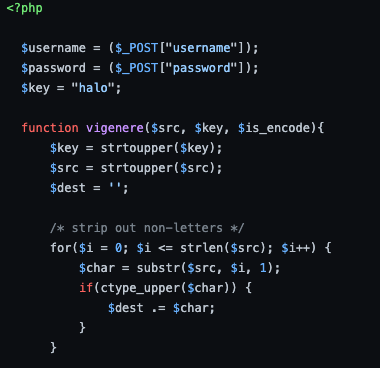 Sistem login menggunakan vigenere cipher